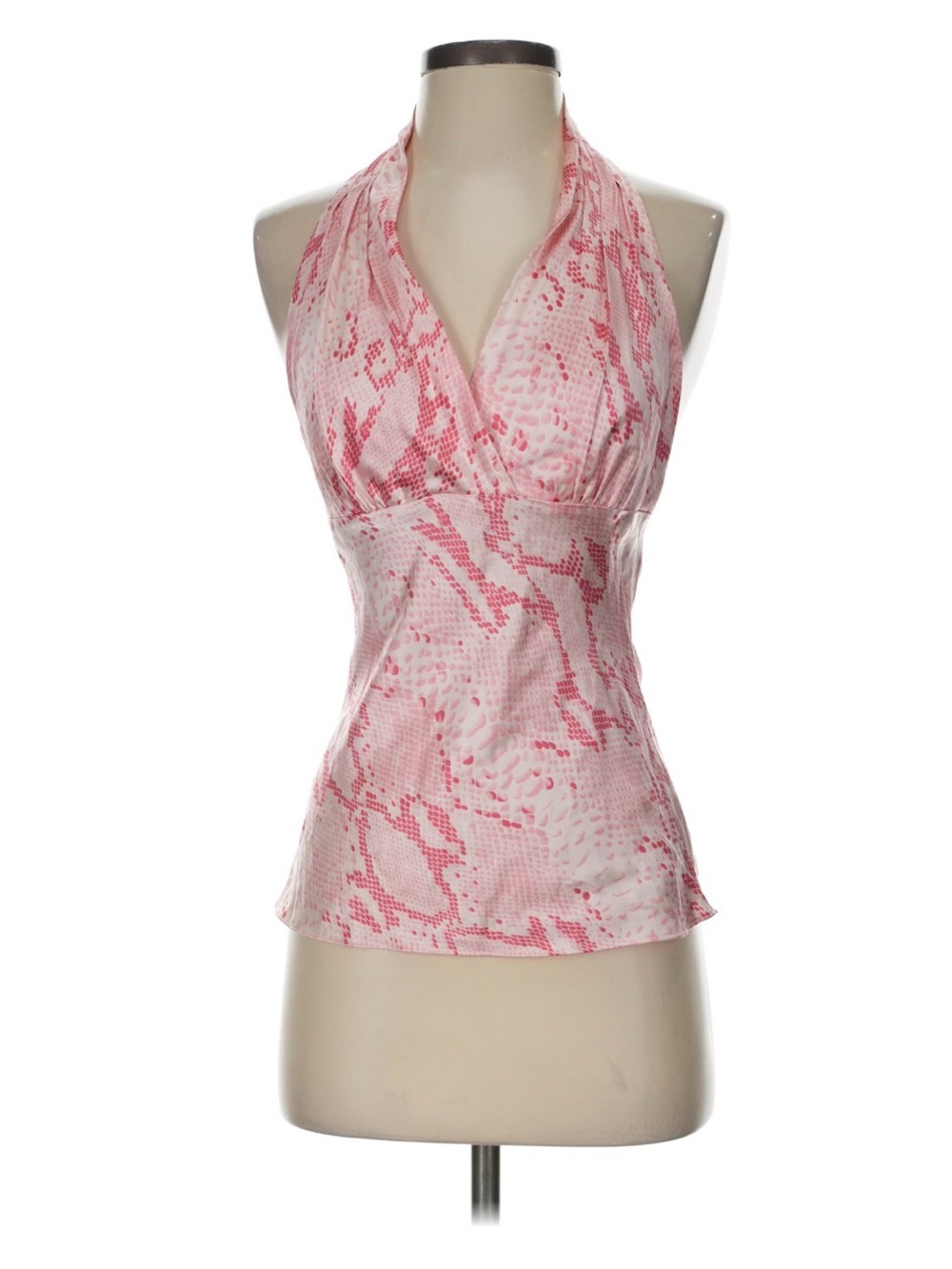 Halter Neck Silk Blouse (baby pink snake print)